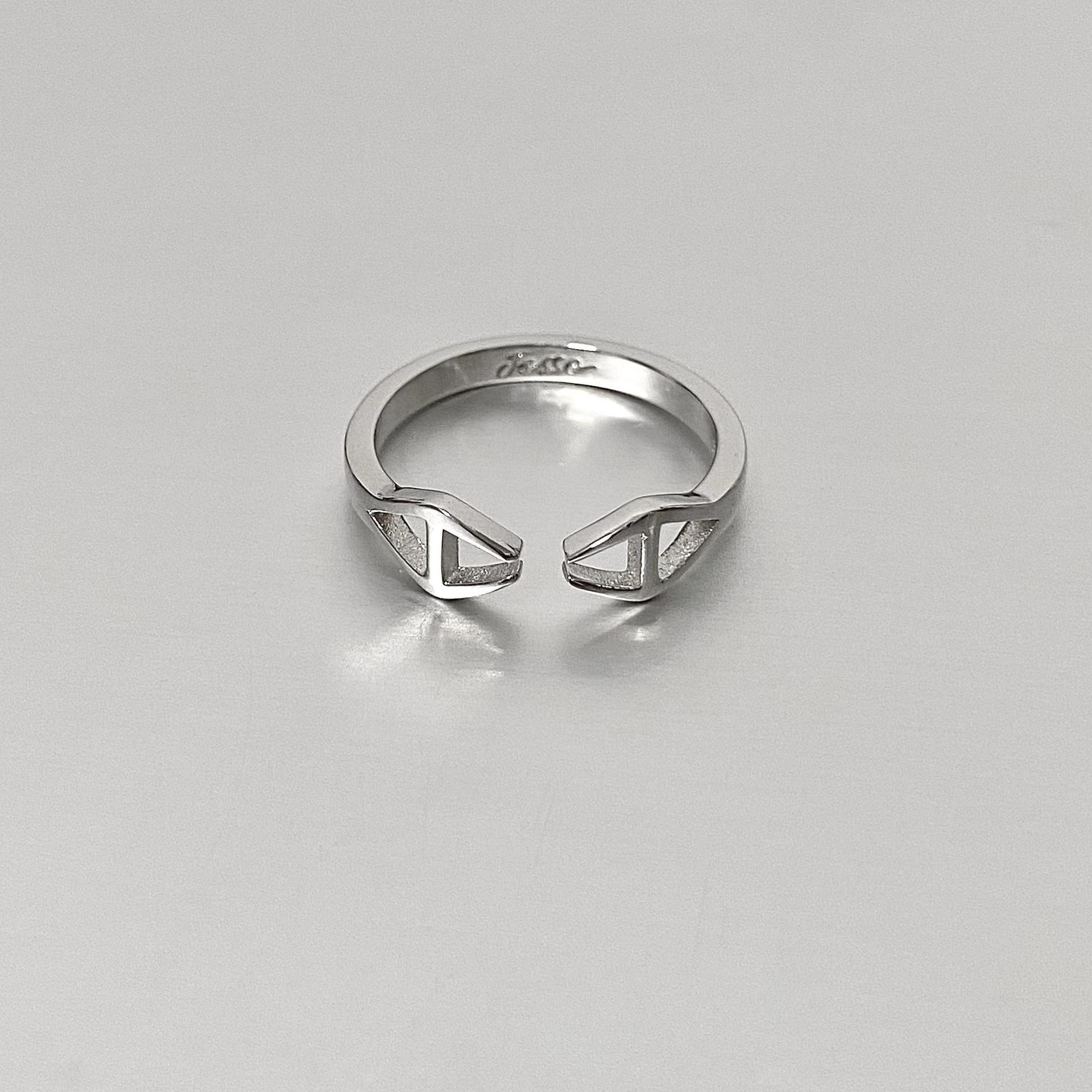 Plated S925 Silver Xia Mingxing Heartbeat Adjustable Unisex Ring