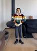 European & American Autumn Multicolor Stripe Knit Sweater for Women - Long Sleeve, Loose Fit, Versatile Fashion Style