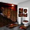 Moon Leopard Cheetah Shower Curtain Sets Bathroom Decor Set Animals Bathroom Shower Curtain And Bathroom Accessories Waterproof