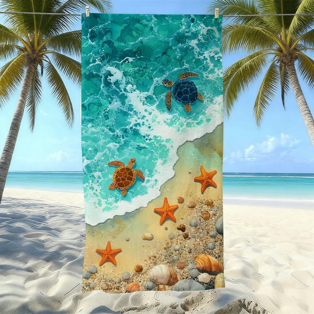 1pc Summer Vibes Beach Towel Bundle: Cute Capybara, Coastal Scenes, Retro & Fresh Print Beach Towels