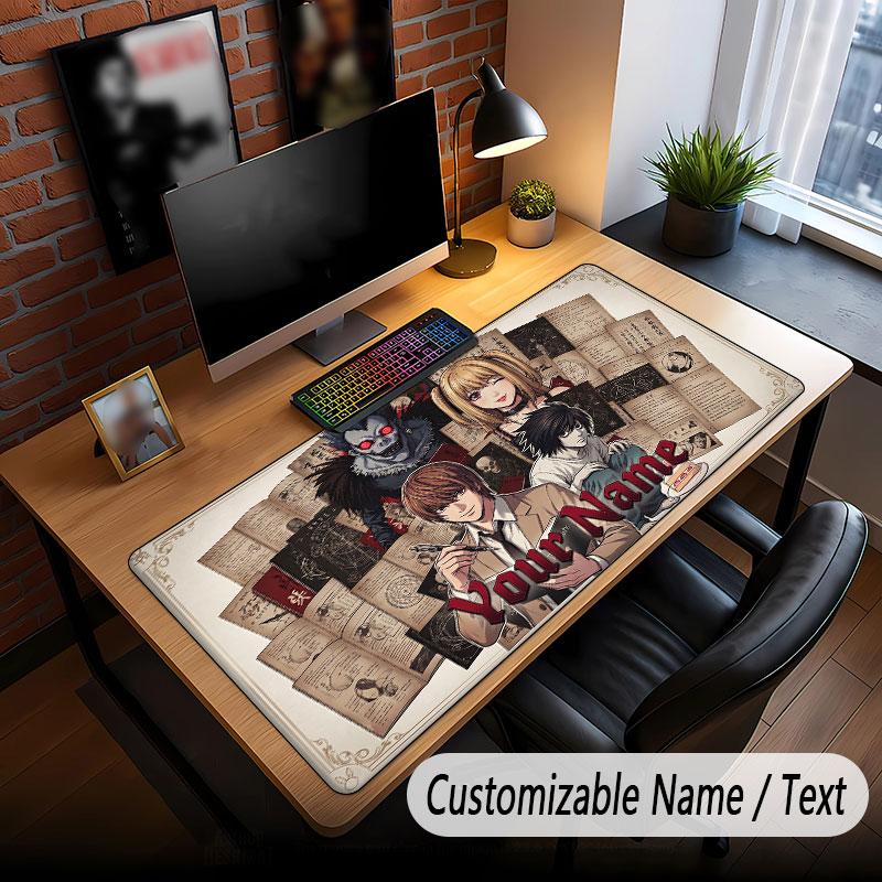 Custom Name Extended Mouse Pad,Death Note Gaming Desk Mat For Home Office Desktop Decor
