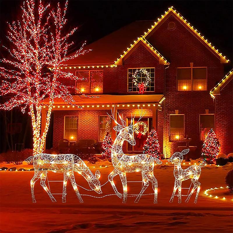 Lighted Christmas Reindeer Water Resistant Light Up Decoration For Garden Glowing Reindeer Outdoor Yard Ornament New Year Decor