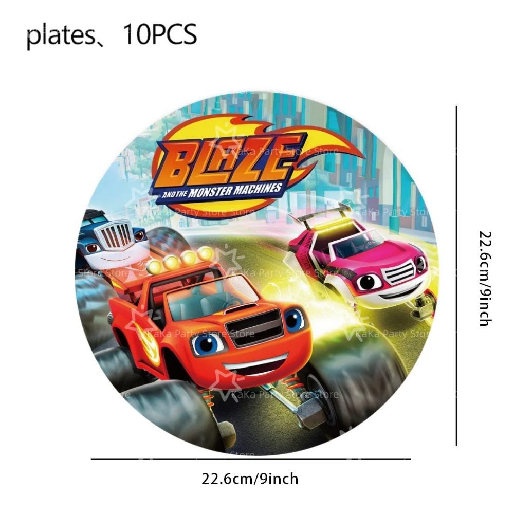 Blaze Monster Balloons Machines Race Car Birthday Party Decoration Tableware Tablecloth Plate Cup Napkin Bag Racing Party Favors