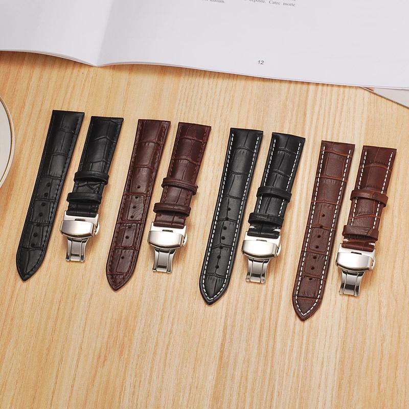 Oberste Schicht Rindsleder Echtes Leder Bambusmuster Uhrenarmband, 18-20mm