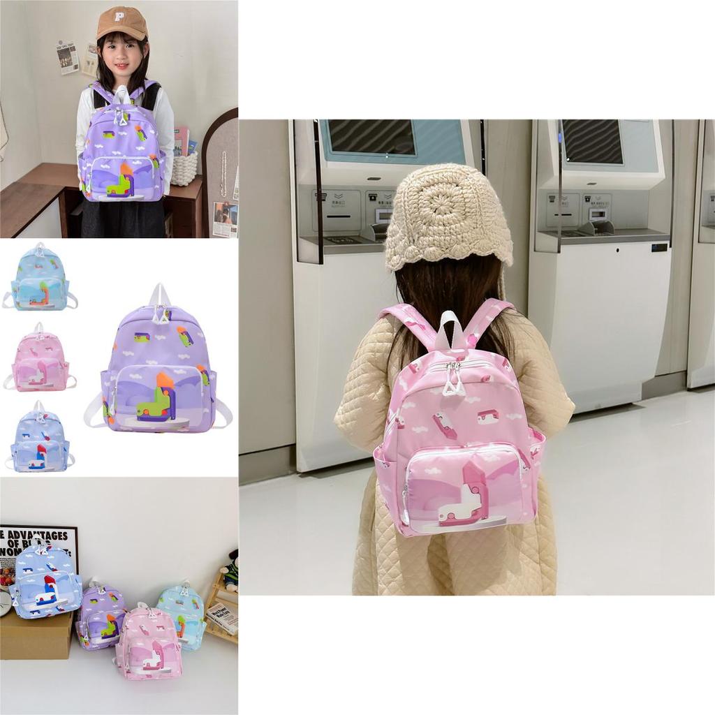 Trendy Cartoon Nylon Backpack For Kids Featuring Cute Carrot Knife Print In Multiple Colors