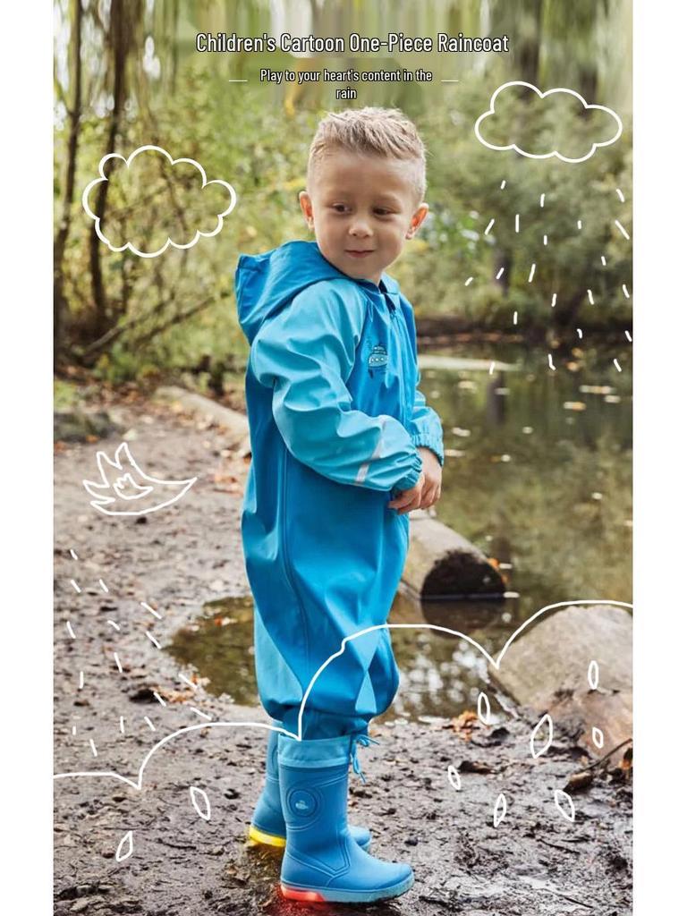 Kinder Ganzkörper-Regenanzug: All-in-One Wasserdichtes Poncho für Jungen und Mädchen - Perfekt für Schule und Outdoor-Spiel