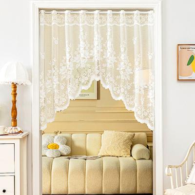 1PC Tende Corte Ricamo Pizzo Trasparente Tasca per Bastone Top Tendaggi Finestra Garza Triangolare Decorazione Casa Stile Rustico Fiori Jacquard