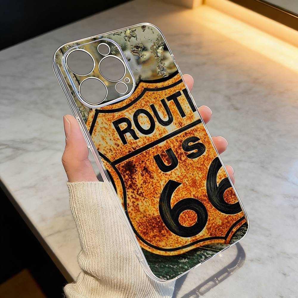 A-American R-Route 66 Phone Case Transparent Silicone Soft For iPhone 17 16 15 14 13 12 11 Mini Pro Max Plus