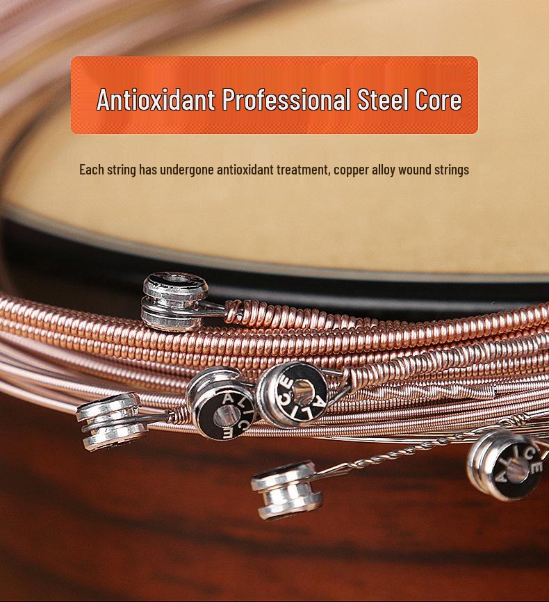 Corde per Chitarra Acustica Alice Folk - Set Completo da 6 (Corde 1ª, 2ª, 3ª come Singole)