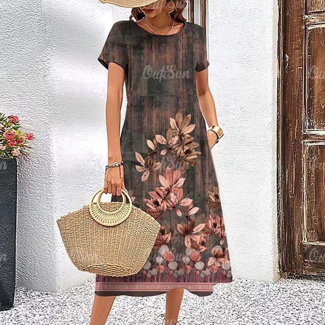 3D Digital Printing Dresses Women's Summer Short-sleeved O-neck Casual Loose Dress