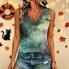 Women's V Neck Casual Halloween Printed Top for Party and Daily Wear