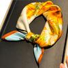 TOP Novelty 100% Silk Women Scarf Gaudy Sunflower Small Square Scarf Hair Neck Scarf Lady Headscarf Vintage Ladies Shawls