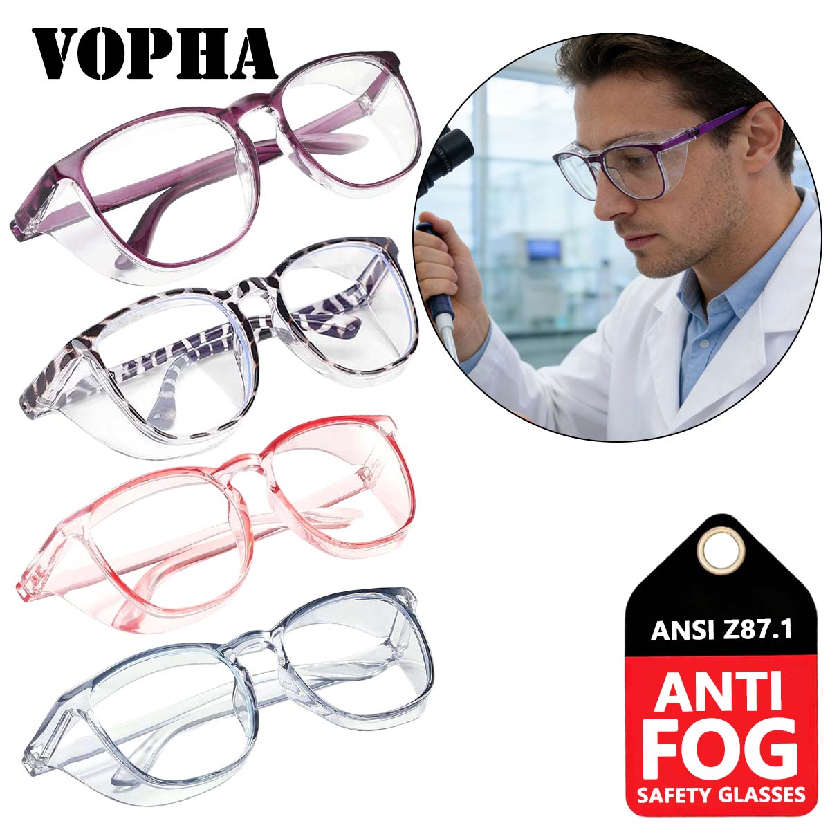 

Shower Specs Anti Fog Safety Glasses Blue Light Blocking Protective Eyewear UV Protection Anti Dust for Men And Women HM9