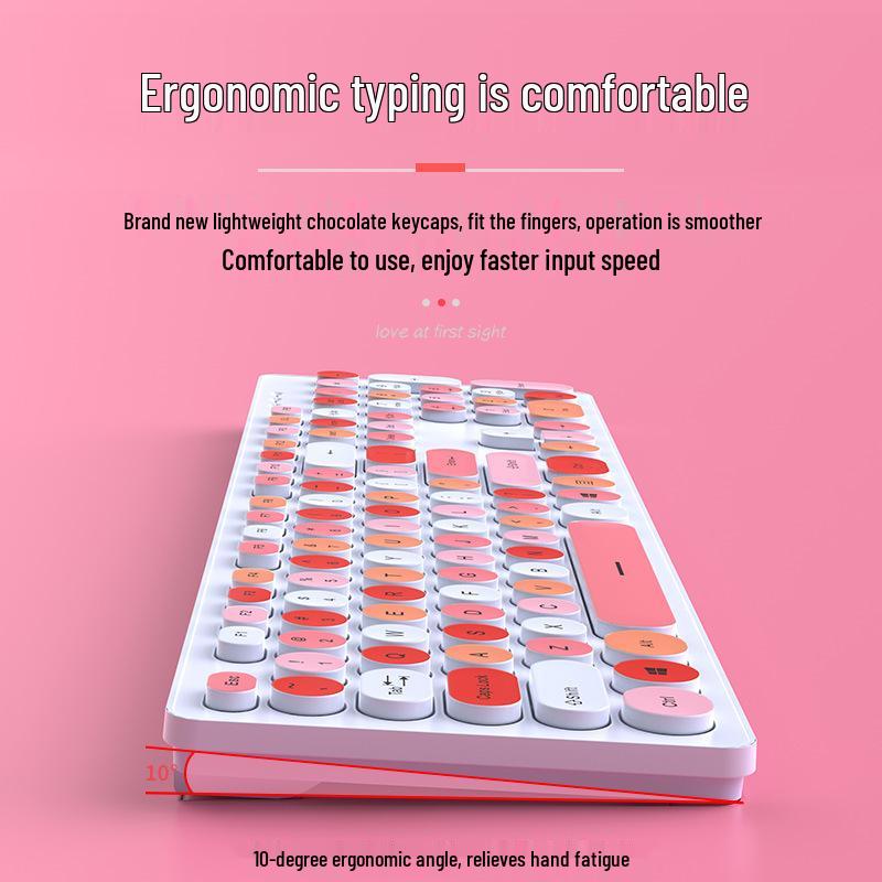 Silent Wired Chocolate Keyboard and Mouse Set for Laptops - Membrane Office Design for Girls