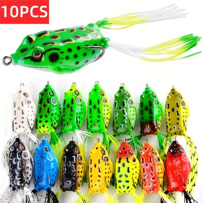 10-teiliges realistisches Topwater-Angelköder-Set mit Frosch-Motiv und scharfen Haken zum Angeln von Barschen und Salz- und Süßwasser – perfektes Angelzubehör