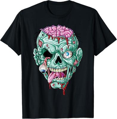 Zombie Face Brain Halloween Boys Men Women Girls Scary Funny Gift Unisex T-Shirt