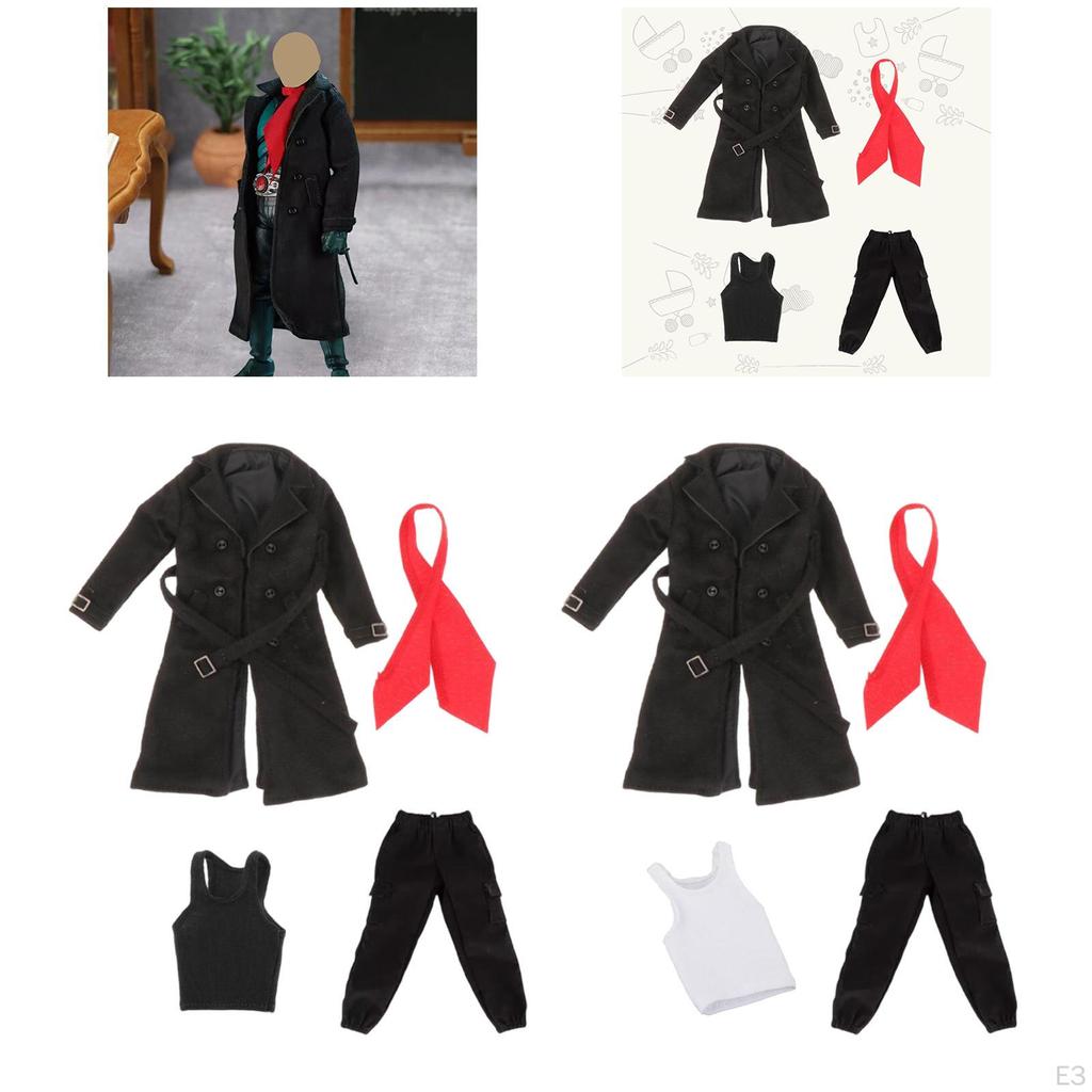 1/12 Männlicher Trenchcoat Actionfiguren Windjacke Figuren Outfit Kostüm für 6 Zoll