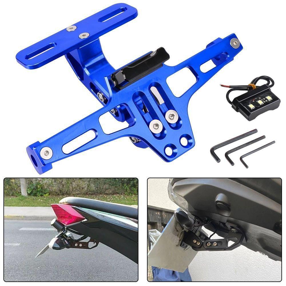 Adjustable License Plate Bracket Aluminum Zinc Zinc Alloy Turn Signal LED Lamp Holder Motorbike Parts