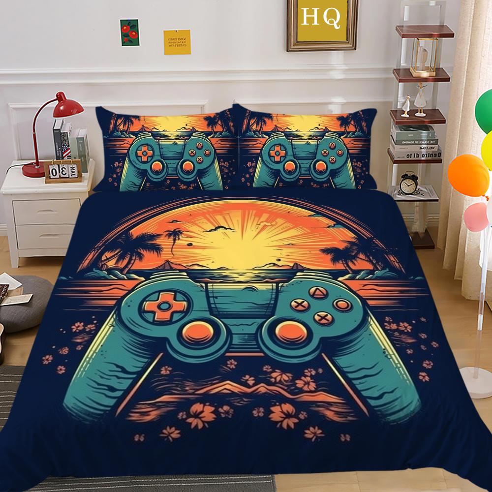 Männer Kühlen Bett Sets Spiel Griff Gedruckt Bettwäsche Abdeckung Anzug Polyester Kissen König Größe Bettdecke Luxus Hause Bettwäsche