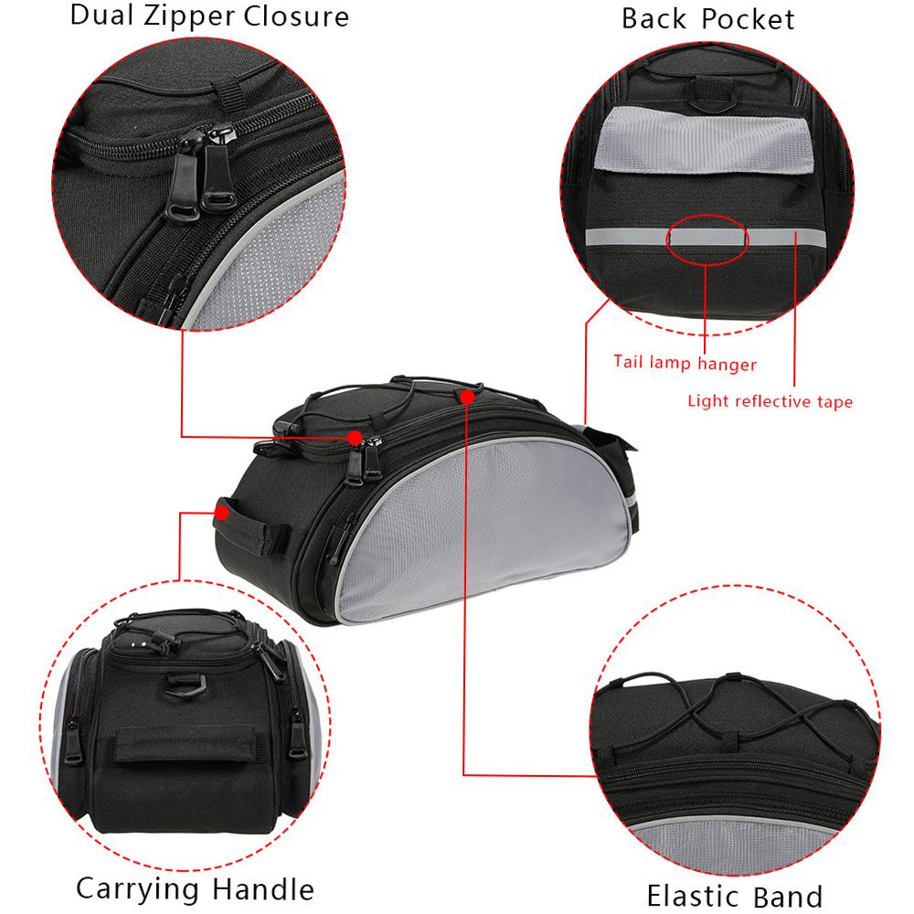 

Lixada Bicycle Rear Seat Bag Multifunction Waterproof MTB Bicycle Pannier Bag Bike Rack Bag With Rain Cover