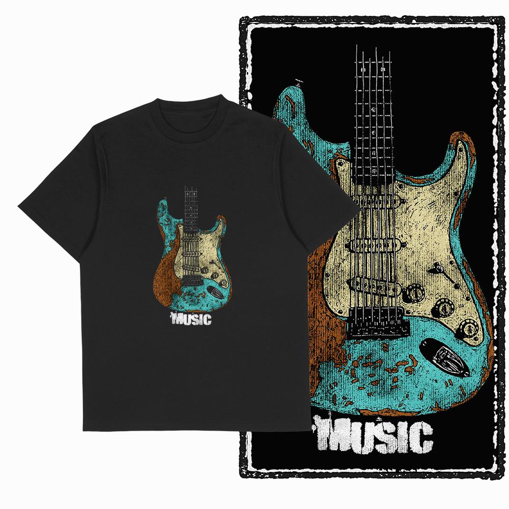 Summer Men's 100% Cotton Cool Printed Street Round Neck T-shirt Large Casual Outdoor Black Soft Loose Short Sleeve