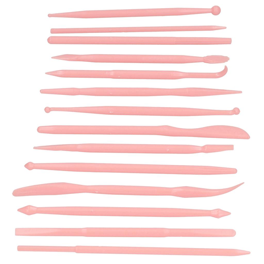 14PCS Set Plastic Crafts Clay Modeling Tool for Shaping and Sculpting Cake Embossing DecorPink