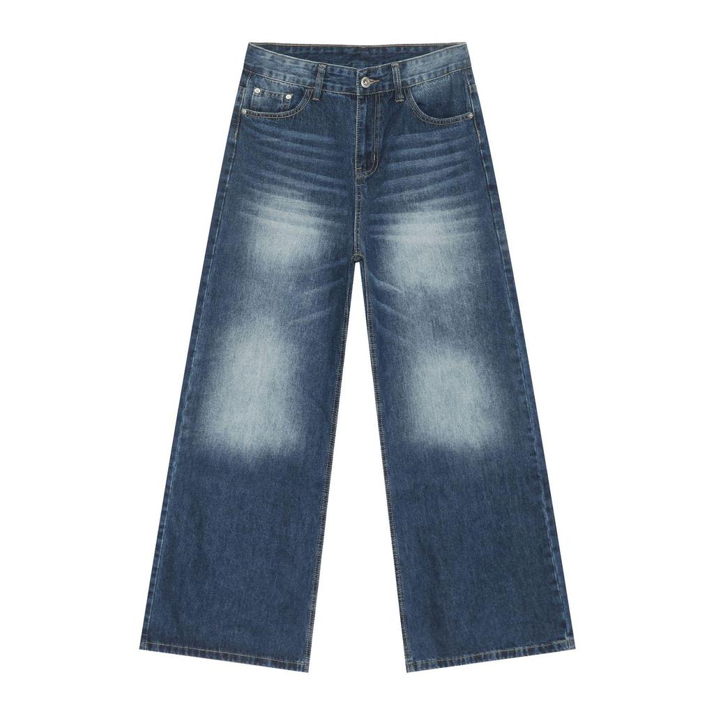 Jeans American Retro Jeans da Uomo Lavati Larghi Versatili Casual Dritti a Gamba Larga