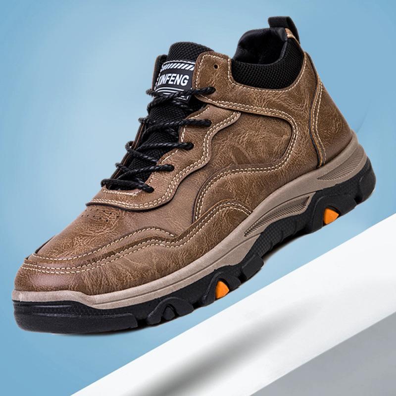 Autumn and Winter New Men's Shoes Leather Surface Warm Casual Shoes High Top Velvet Casual Shoes Men's Labor Insurance Shoes Men