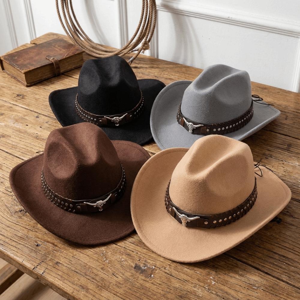 Wide Brim Western Cowboy Hat Rivet Riding Hat Vintage Felt Cowgirl Hat Festive Occasions