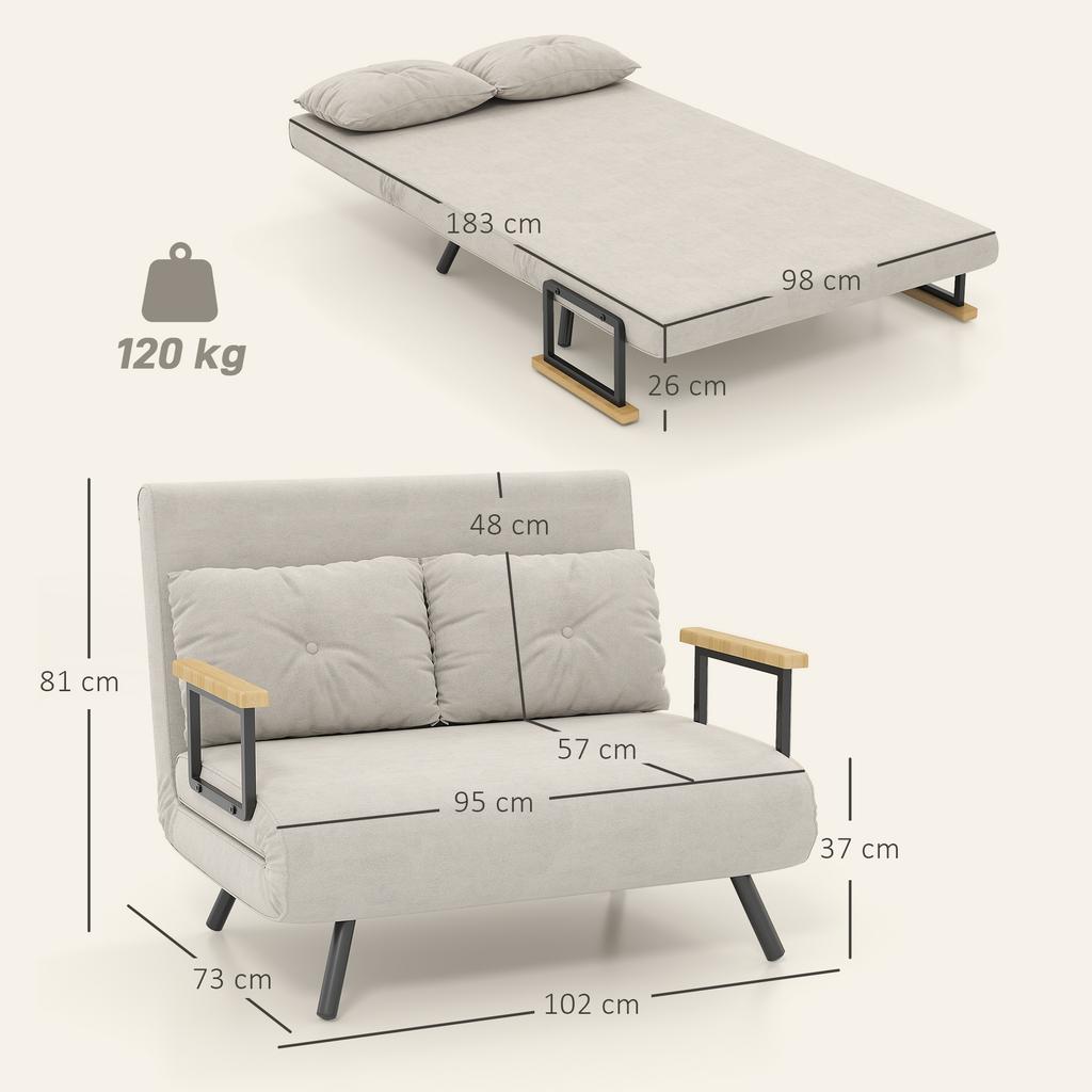Sleeper Sofa 2-Seater Sofa Velvet Sofa, sleep function, incl. 2 cushions, velvet look, Natural + Beige + Black