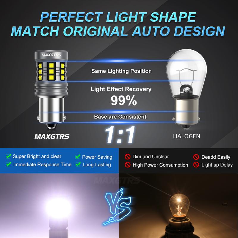 MAXGTRS 2x 1156 LED P21W BA15S 7440 W21W XBD Chip Turn Signal Light Backup Bulb Reverse Tail Lamp