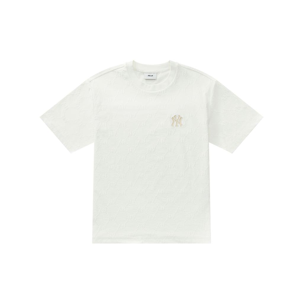 New MLB MONOGRAM Collection New York Yankees SS25 T Shirt Unisex Ivory 3ATSM1353-50IVS