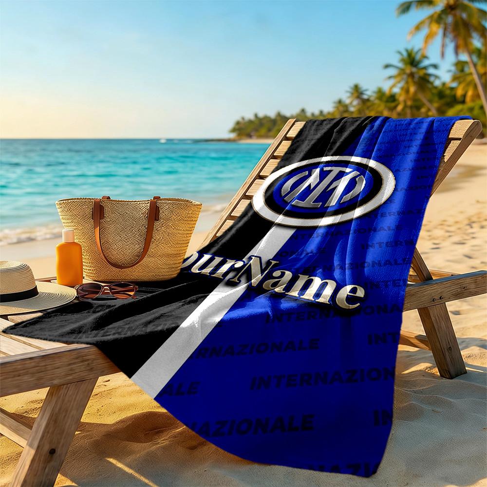 Inter Milan Customize Text Beach Towel Super Soft & Absorbent Suitable for Sports Travel Swimming Yoga Bathroom Beach And Pool