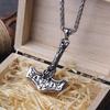 Norse Vikings Thor Hammer Mjolnir Necklace Stainless Steel Chain Vegvisir Pendant Male Jewelry Rune Amulet