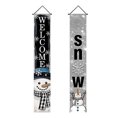 Christmas Curtain Decoration Door Hanging Painting Hanging Flag Decoration