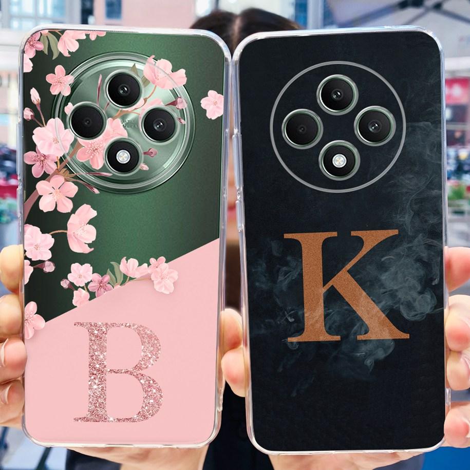 Für OPPO Reno12 F Hülle Niedliche A Z Buchstaben Blume Transparent Weiches Silikon Handy Rückseite Abdeckung Für OPPO Reno 12F 5G Reno12F 2024 Capa