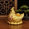 Golden Rooster & Hen Alloy Ornament for Wealth and Prosperity