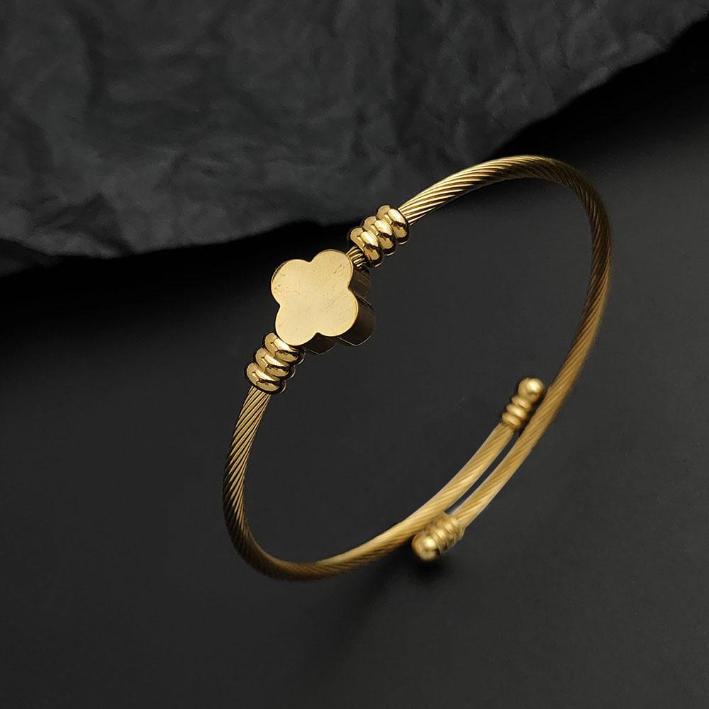 

Creative Steel Wire Four-leaf Clover Gold-plated Stainless Steel Women s Bracelet, Waterproof and Rust-free, Couple Bracelet золотий