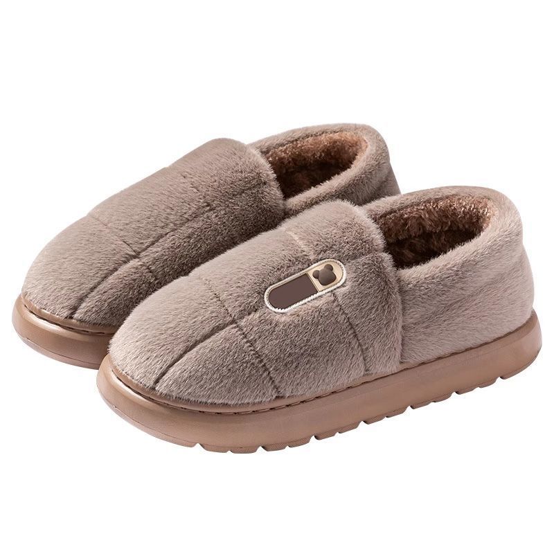 Heel cotton slippers 2025 new large size cotton shoes indoor home warm thick-soled non-slip slippers winter