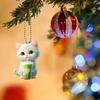 2PCS Cute Kitten Rearview Mirrors Pendant Car Hanging Ornaments Car Decoration Accessories Gifts for Women Men Christmas Decoration