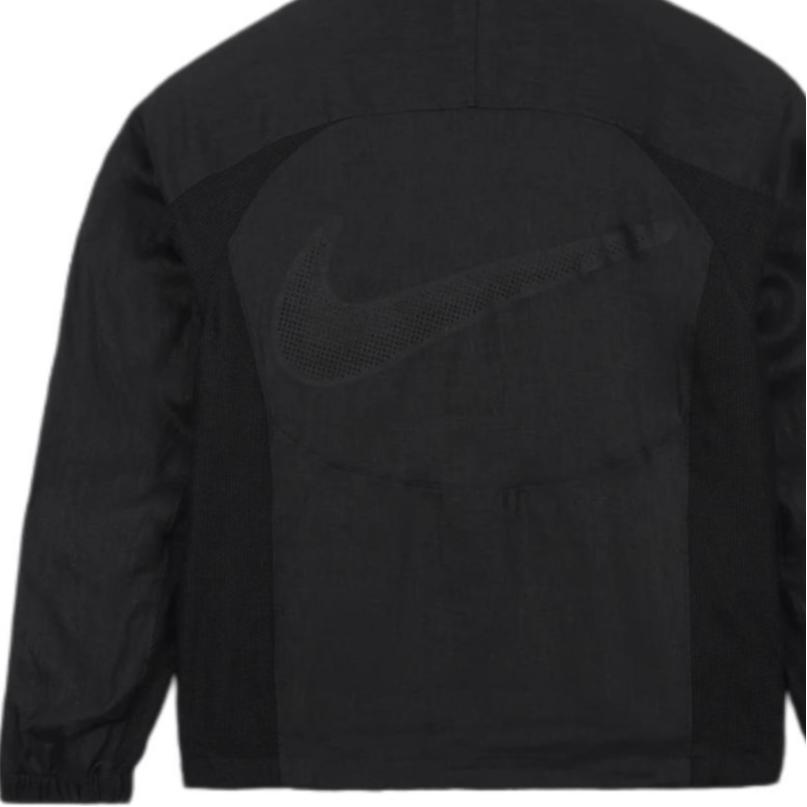 Stussy x Nike Lněná skořepinová bunda (Velikost Asie) Černá Unisex Streetwear FZ5752-010