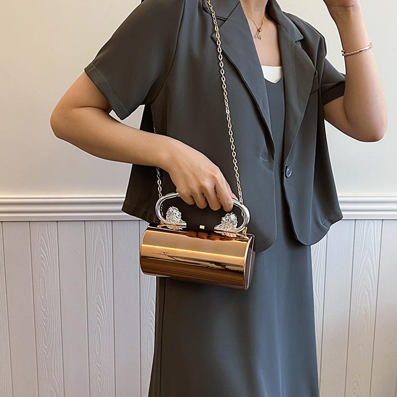 Acrylic bag women's 2025 new European and American candy color portable ins fashion niche versatile chain cylinder bag