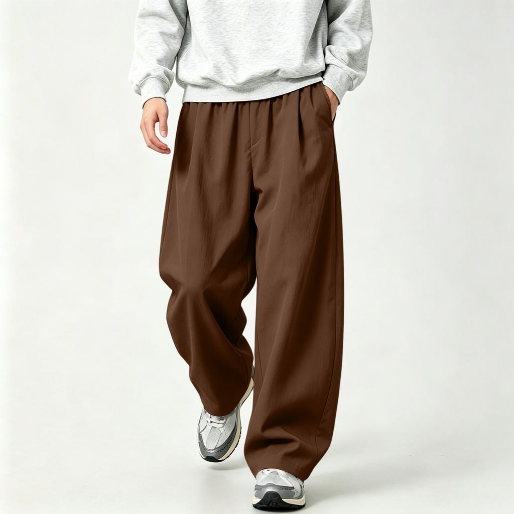 Men's Retro Wide Leg Pants with Loose Straight Fit