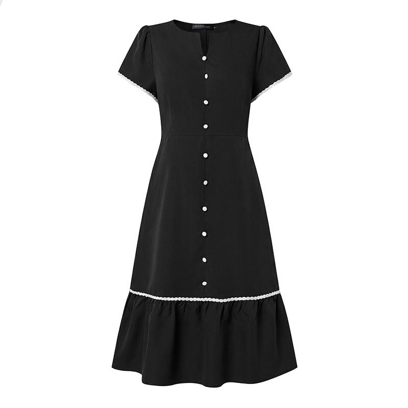 ZANZEA Women Elegant Casual Round Neck Solid Color Loose Short Sleeve Dress