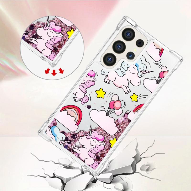 For Galaxy S24 Ultra Case Cartoon Painted Quicksand Liquid Cover On For Samsung Galaxy S23 S 24 Ultra S24 Plus Phone Case Funda