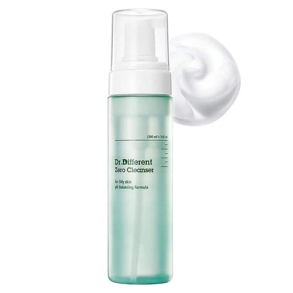 Dr. Different Zero Cleanser for Oily Skin 200ml 6.76 fl oz - Hypoallergenic pH Care Face Bubble Foaming Tea Tree Oil Sebum Control