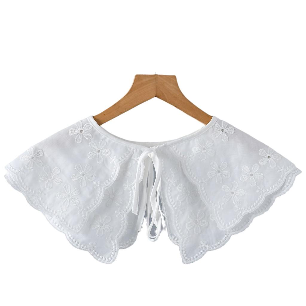 New Women's Lace Detachable Collar New Adjustable Strap Embroidery White Detachable Shirt Lace Up Shawl Small Shoulder Wraps