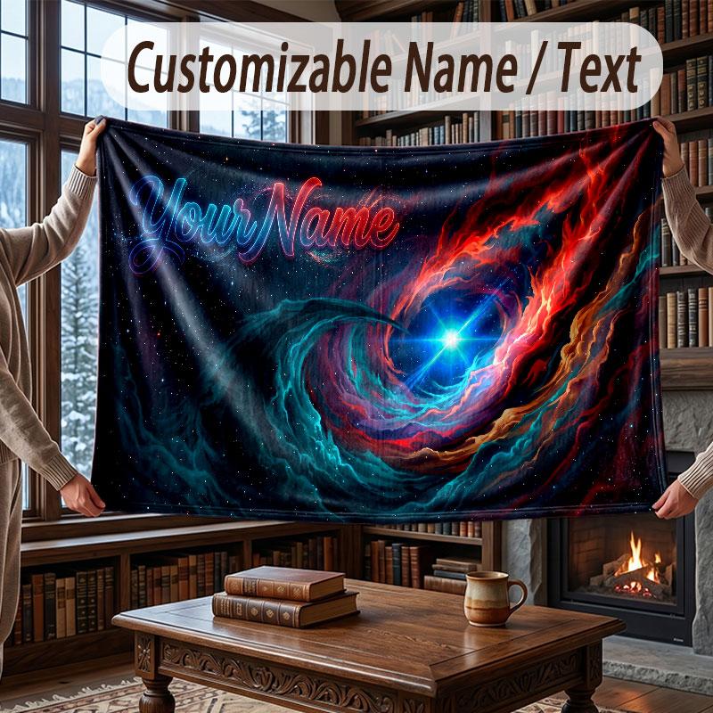 Coperta Cosmica a Tema Spaziale con Nome Personalizzato Testo Coperta Personalizzata Morbida Accogliente per Casa Divano Letto