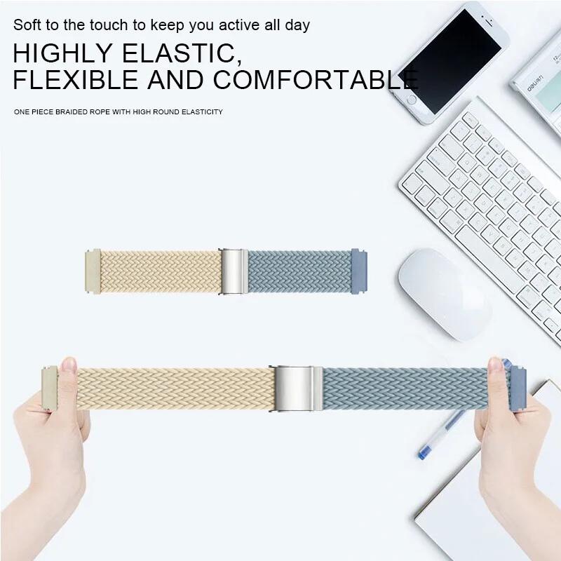 20mm/22mm Strap for Samsung Galaxy watch 6 4 5 pro active 2 Gear S3 braided solo loop bracelet correa Huawei watch GT 2 3 band