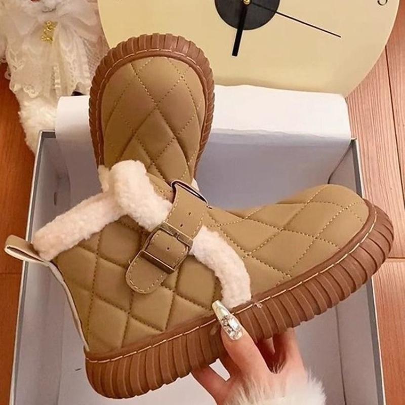 Fashion Winter Plush Round Toe Chunky Woman Shoes Chic and Elegant Designer Luxury Booties Trend 2025 New in Goth Snow Boots for Women